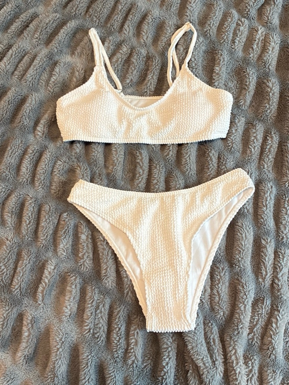 SHEIN White Textured Bikini Set